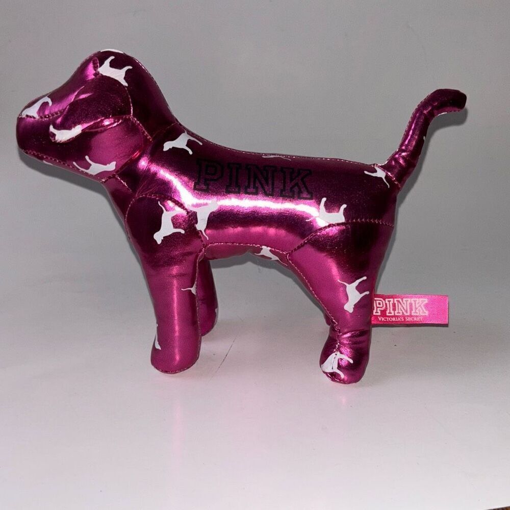 Metallic PINK Victorias Secret dog 8" plush/stuffed Valentine